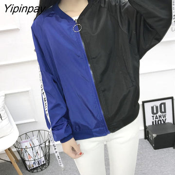 Yipinpay Women 2023 New Women's Basic Jacket Fashion Thin Girl Windbreaker Outwear Bomber Female Baseball Women Men Coat